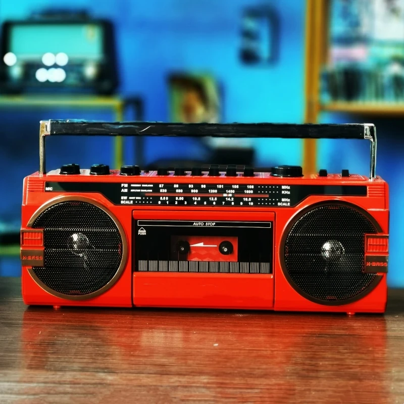 

Classic Retro Radio Top Rated Portable AM/FM/SW Radio Multifunction Stereo Cassette Recorder Bluetooth Speakers Hand Tape Drive