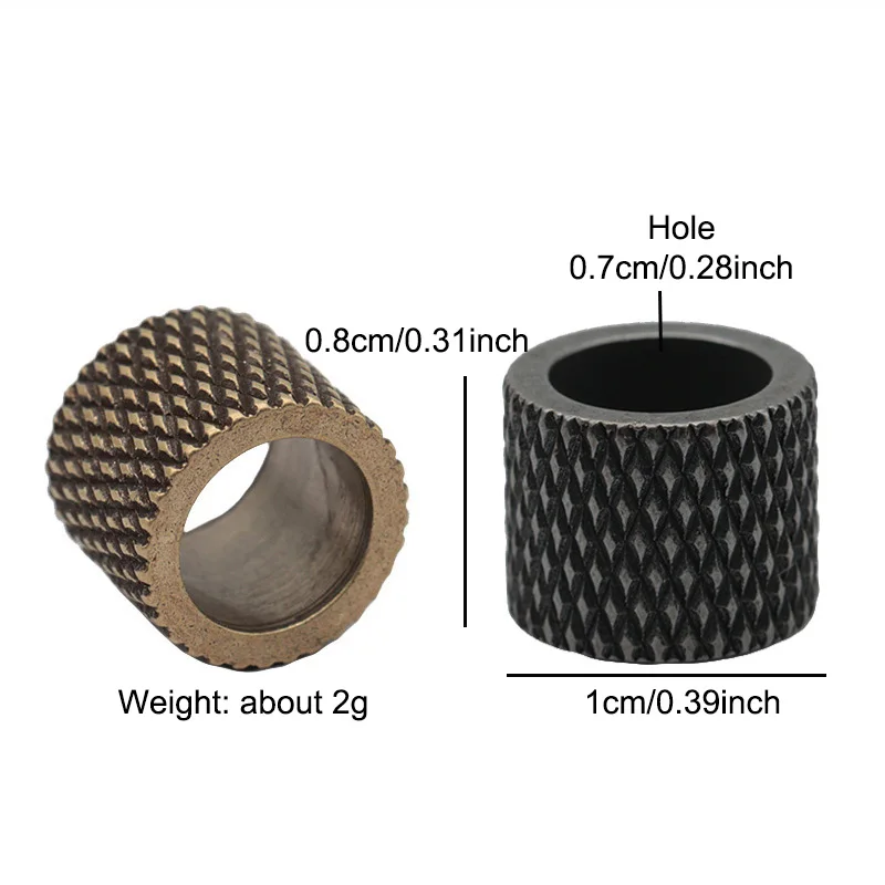 Knurling Cylinder Brass Knife Beads EDC DIY Paracord Woven Bracelets Lanyard Pendants Accessories Outdoor Tool Hangings Charms