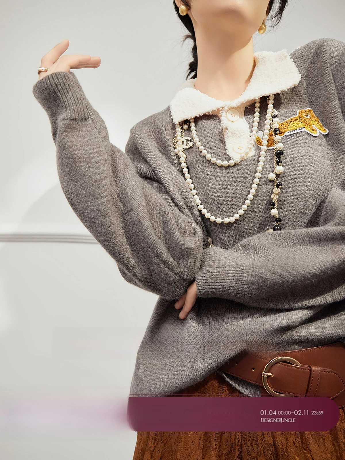 

Свитер U×LAB для женщин: модный, повседневный, приталенный, осенний, новый, свободного кроя, с длинными рукавами, теплый