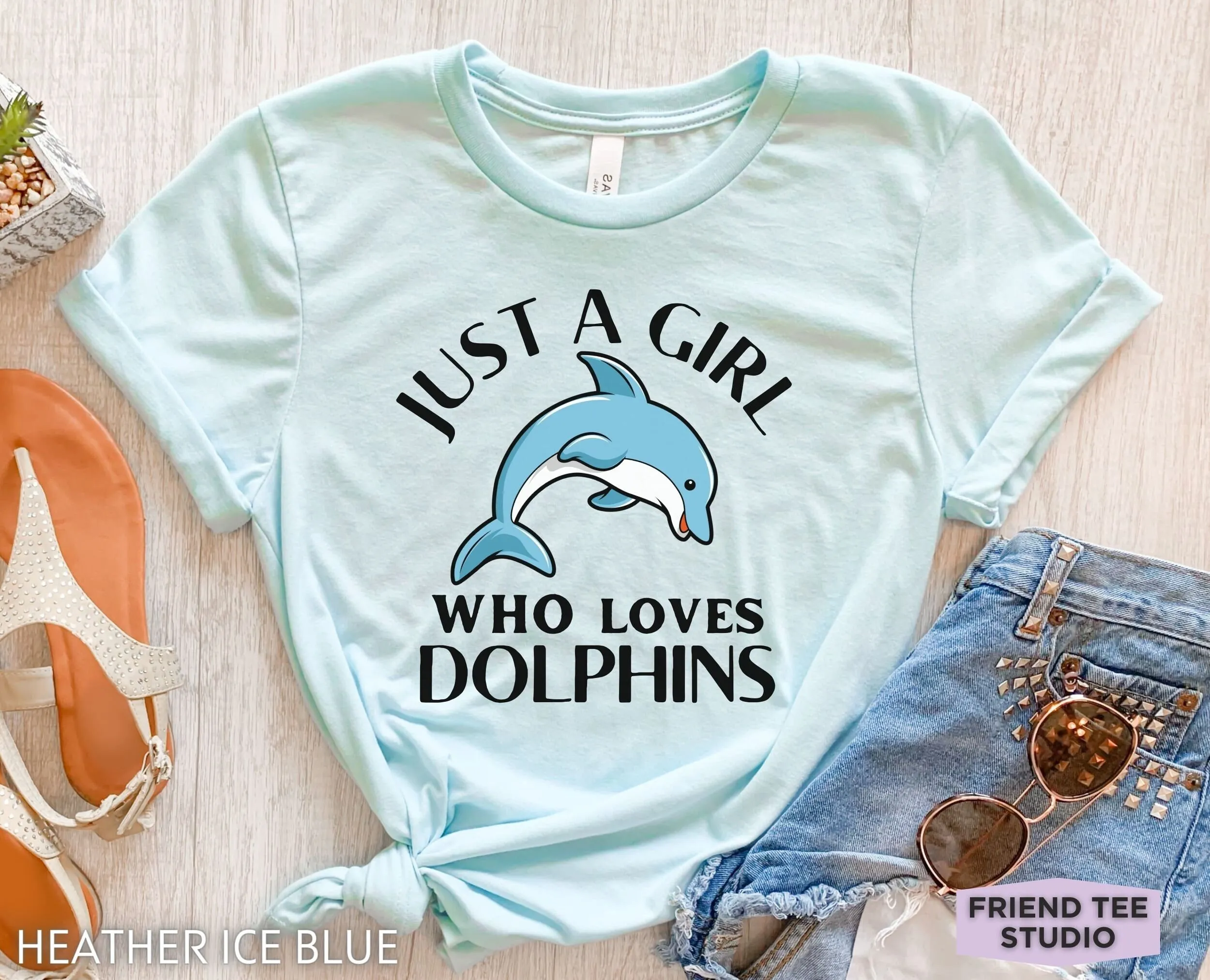 

Dolphin T Shirt s Cute Girls Spotting Theme Print Womens