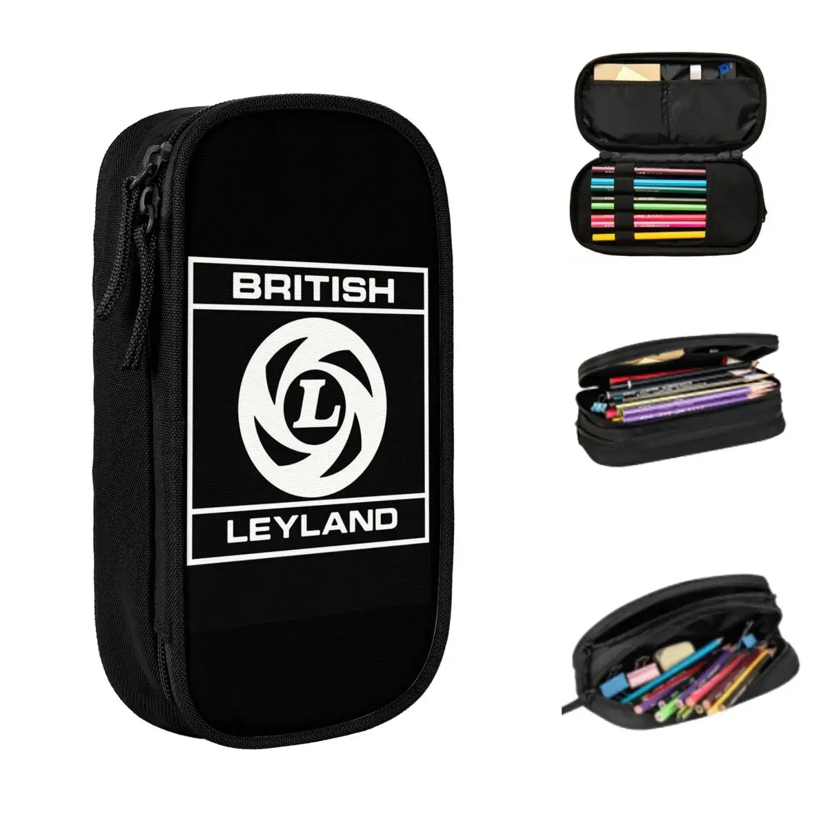 British Leyland Logo In White Pencil Cases Large Storage Pen Bags Pen Box Pencil Pouch For Boys Girls Students Stationery School