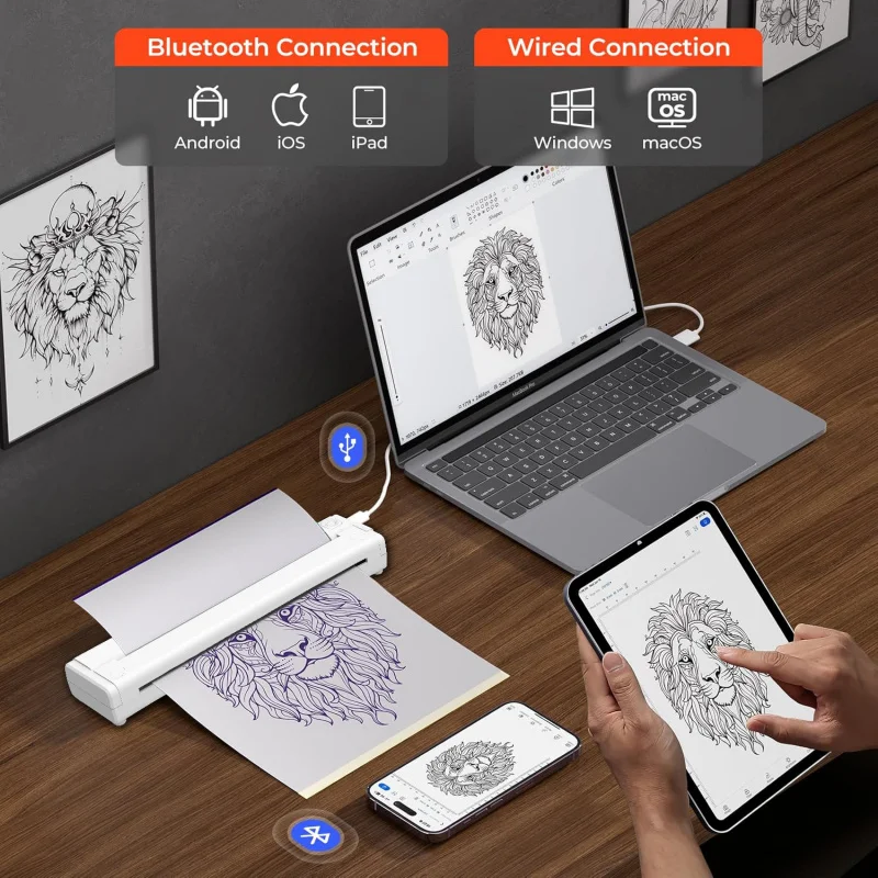 Customized-Border Hot-Selling Thermal Tattoo Printer A 133.2cm Inch 203dpi Portable Professional Tattoo Transfer Mach