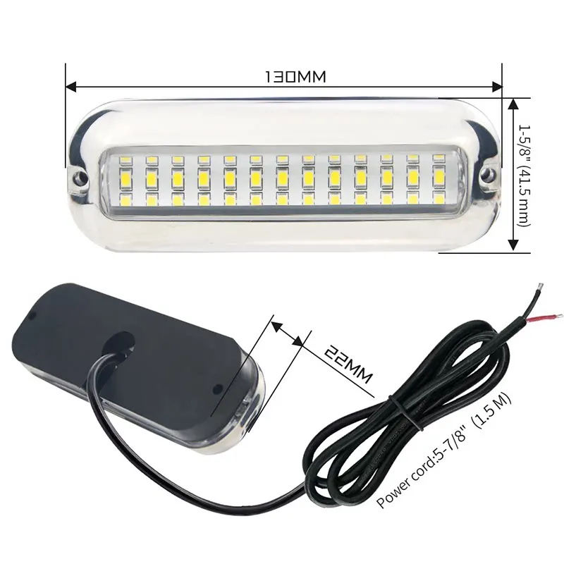 IP68 Waterproof LED Underwater Boat Light, 10-36V Stainless Steel Marine Yacht Bottom Deck Light
