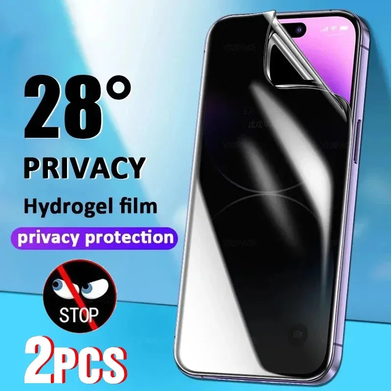 

2Pcs Anti Spy Peeping Privacy Hydrogel Film For iPhone X XS XR 11 12 13 mini 14 15 Pro Max 16 Plus Soft TPU Screen Protector