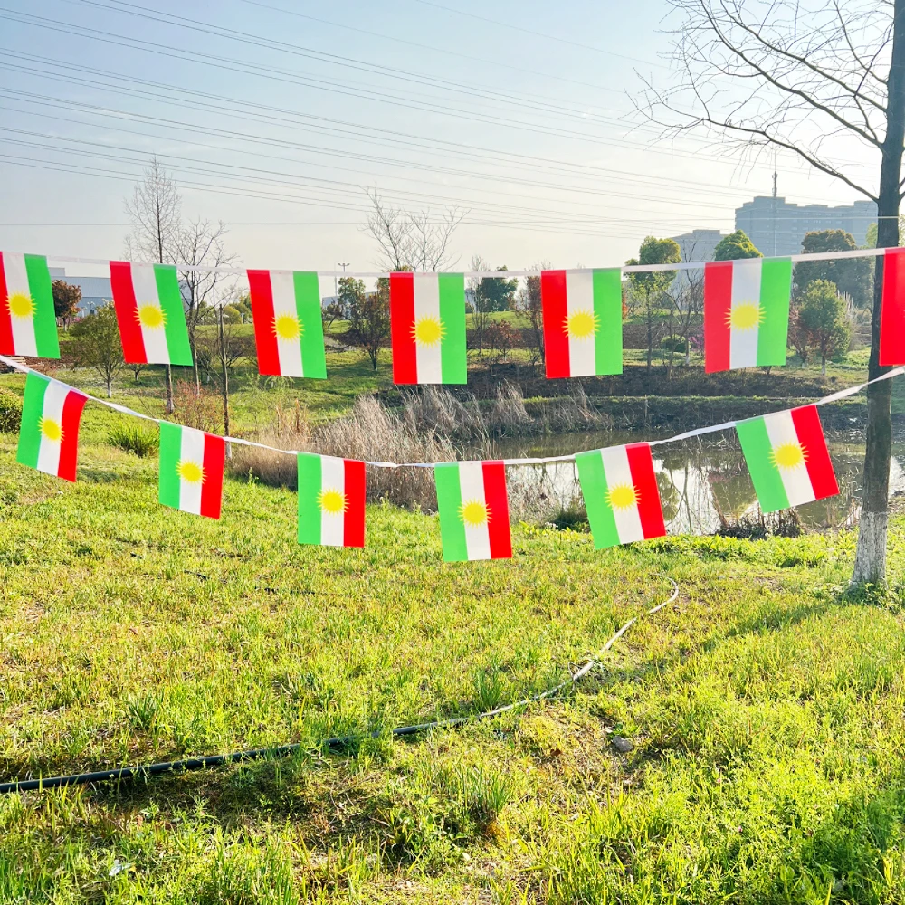 20pcs/lot 14x21cm Kurdish Bunting Flags Triangular Buntings for Festival Party Holiday Decorations Kurdistan String Flags