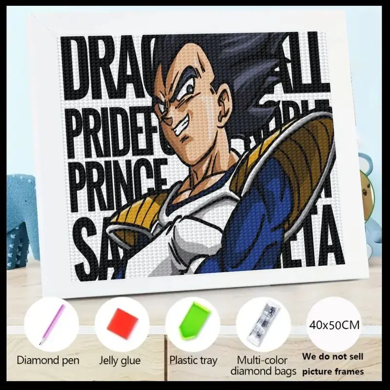 

1 шт. 5D DIY комплект алмазной живописи, Dragon Ball Z Vegeta аниме художественная алмазная живопись, полная дрель Saiyan Prince Character Diamond Emb