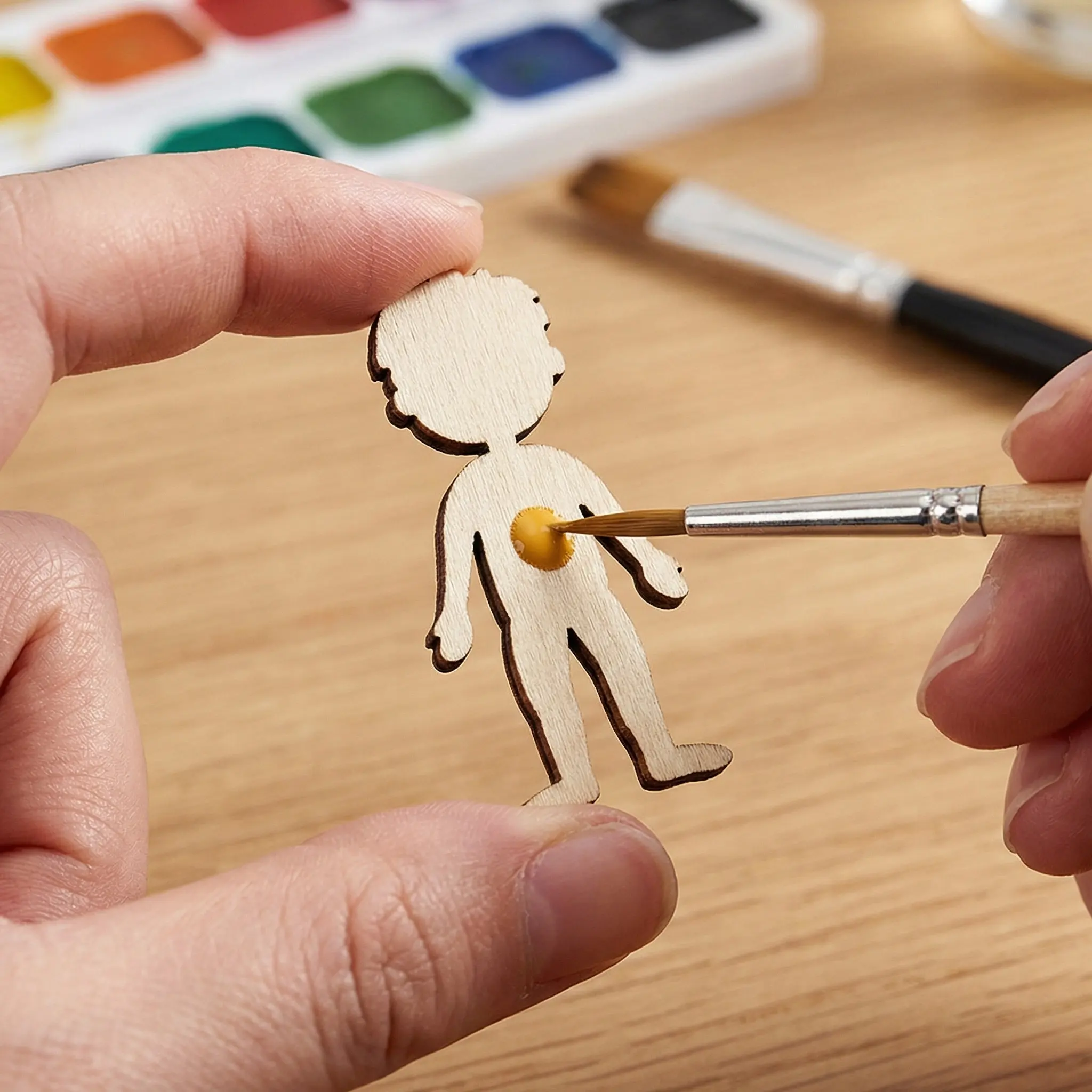 100Pcs DIY Wooden Cutouts Unfinished Wood Figures Boy and Girl Shapes for Kids Crafting Educational Activities Fine Motor Skill