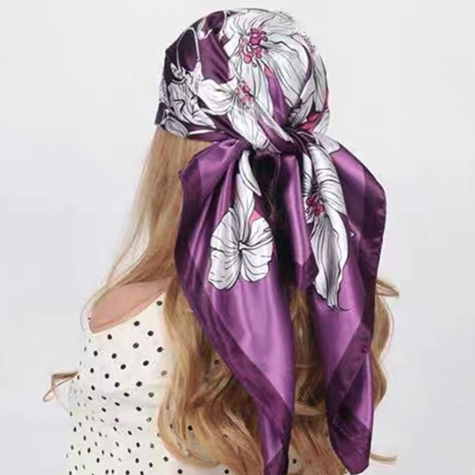 90*90cm Elegant Celebrity Plant Peony Flower Silk Scarves Fashion Women Headscarf Large Square foullard Muslim bandanna muffler