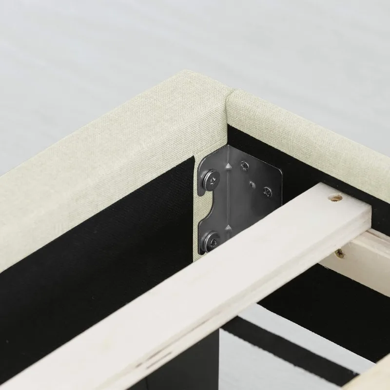 Struttura letto con piattaforma imbottita capitonnè Laval Button, doppia, lino