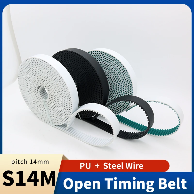 

S14M Open Belt STD 14M PU Timing Belt 20mm 25mm 30mm 35mm 40mm 50mm 60mm Polyurethane Belt 14mm S14M Open Timing Belt PU STD14M
