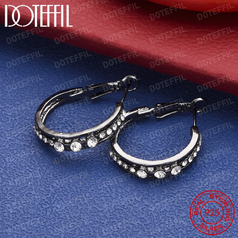 925 Sterling Silber 22mm Filigrane Einreihige Zirkonia-Ohrringe für Damen, Hochzeitsgeschenk Schmuck