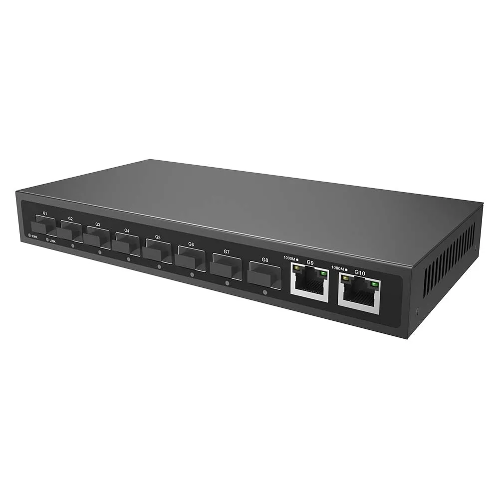 

2*10/100/1000M RJ45 Ports + 8* SFP Fiber Ports Network Switches 8-port Full Gigabit Ethernet Fiber Switch Network Use