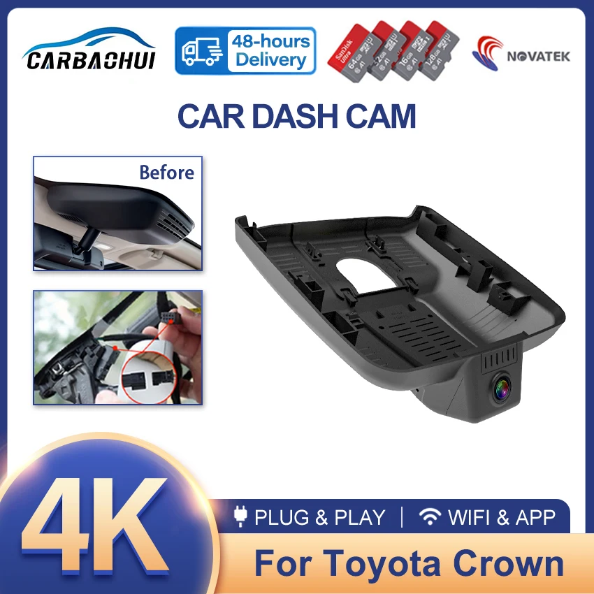 

Car Camera for Toyota Crown (16th Gen) 2023 2024 2025 2026, Plug and play 4K Dash Cam for Toyota, WIFI Connection APP Control