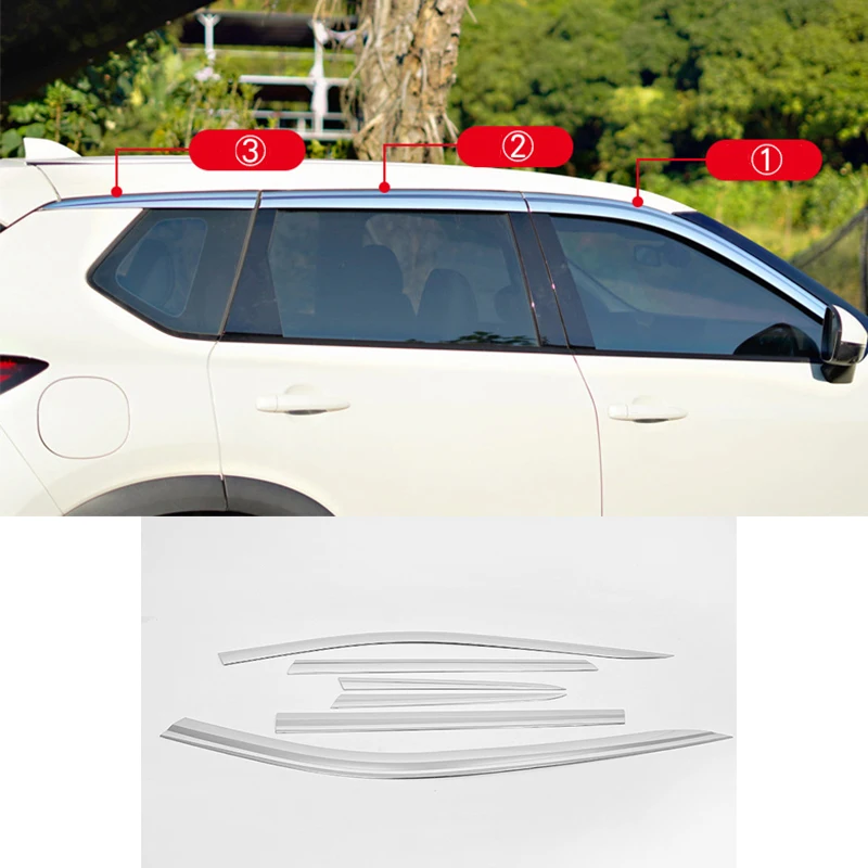 

Car accessories FIT For Nissan Rogue X-Trail 2021-2025 chrome waterproof Door Window Visor Vent Shades Sun Rain Guard