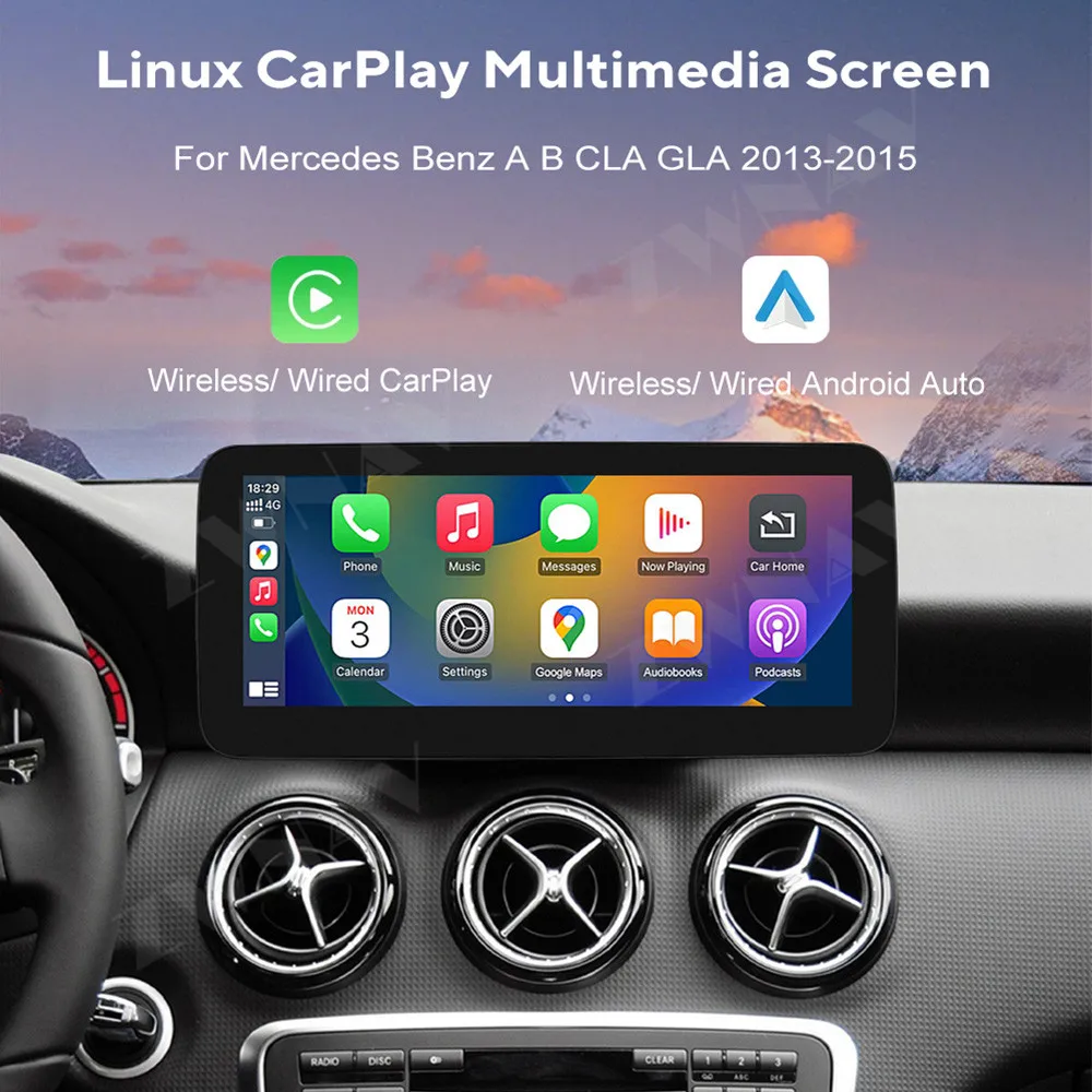 Upgrade Wireless CarPlay Android Auto HicarRadio Unit For Mercedes-Benz A B CLAGLA 2013 2014 2015 Multimedia Screen Mirror Link