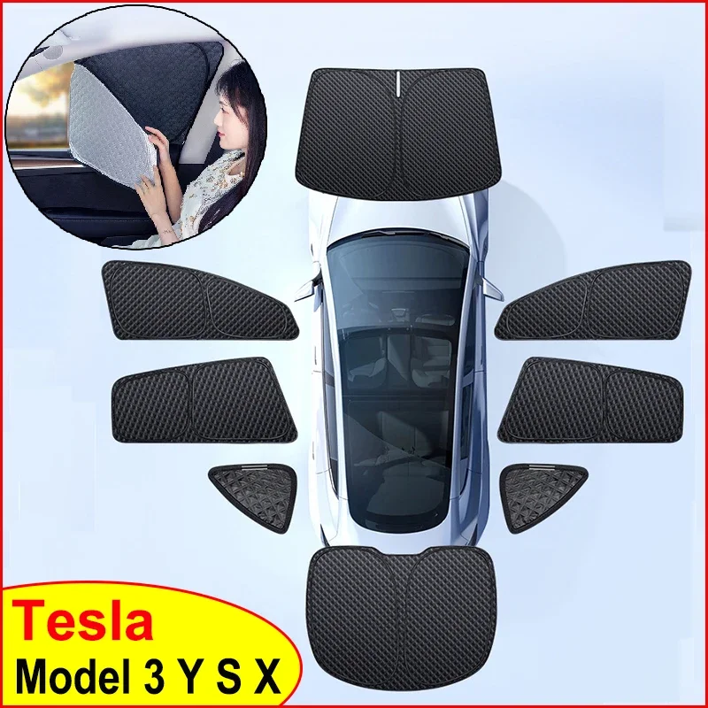 

Privacy Side Window Sunshade for Tesla Model 3 Y S X 2025 Custom-fit Sun Shade Front Rear Windshield Outdoor Camping Hiking Rest