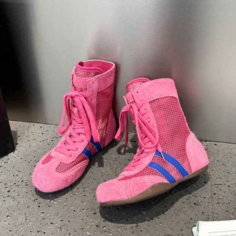 

Новые женские летние ботинки 2026 года: изысканные сетчатые ботильоны для фитнеса и бокса, дизайнерская обувь Botas Mujer