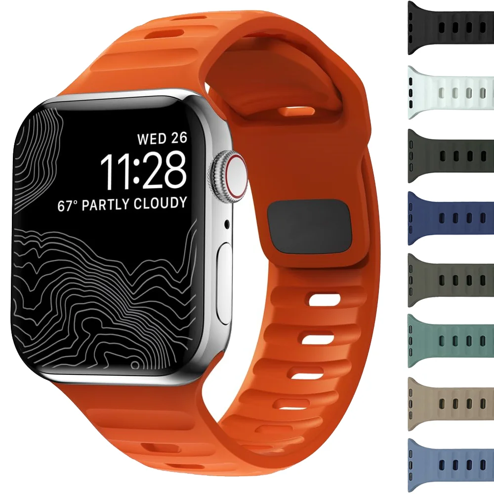 Correa de silicona para Apple Watch Band 49mm 44mm 45mm 41mm 40mm 42mm 38mm pulsera deportiva suave iWatch Serise 8 7 SE 6 5 9 Ultra 49mm