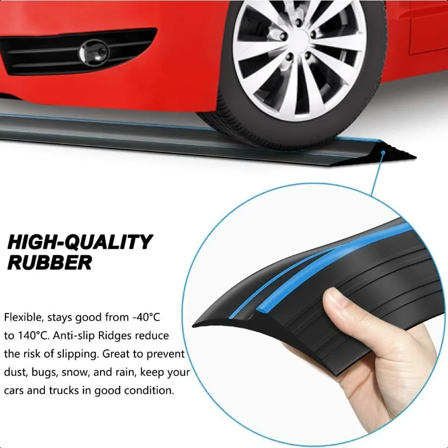 Universal Garage Door Threshold Seal Strip 20FT Kit Bottom Waterproof Rubber Weather Stripping Replacement Blue 2 Adhesive
