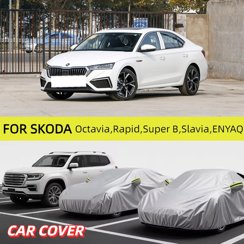 

Car cover for SKODA Octavia,Rapid,Super B,Slavia,ENYAQ Dust proof car cover,car dust,waterproof tape,with reflective strip