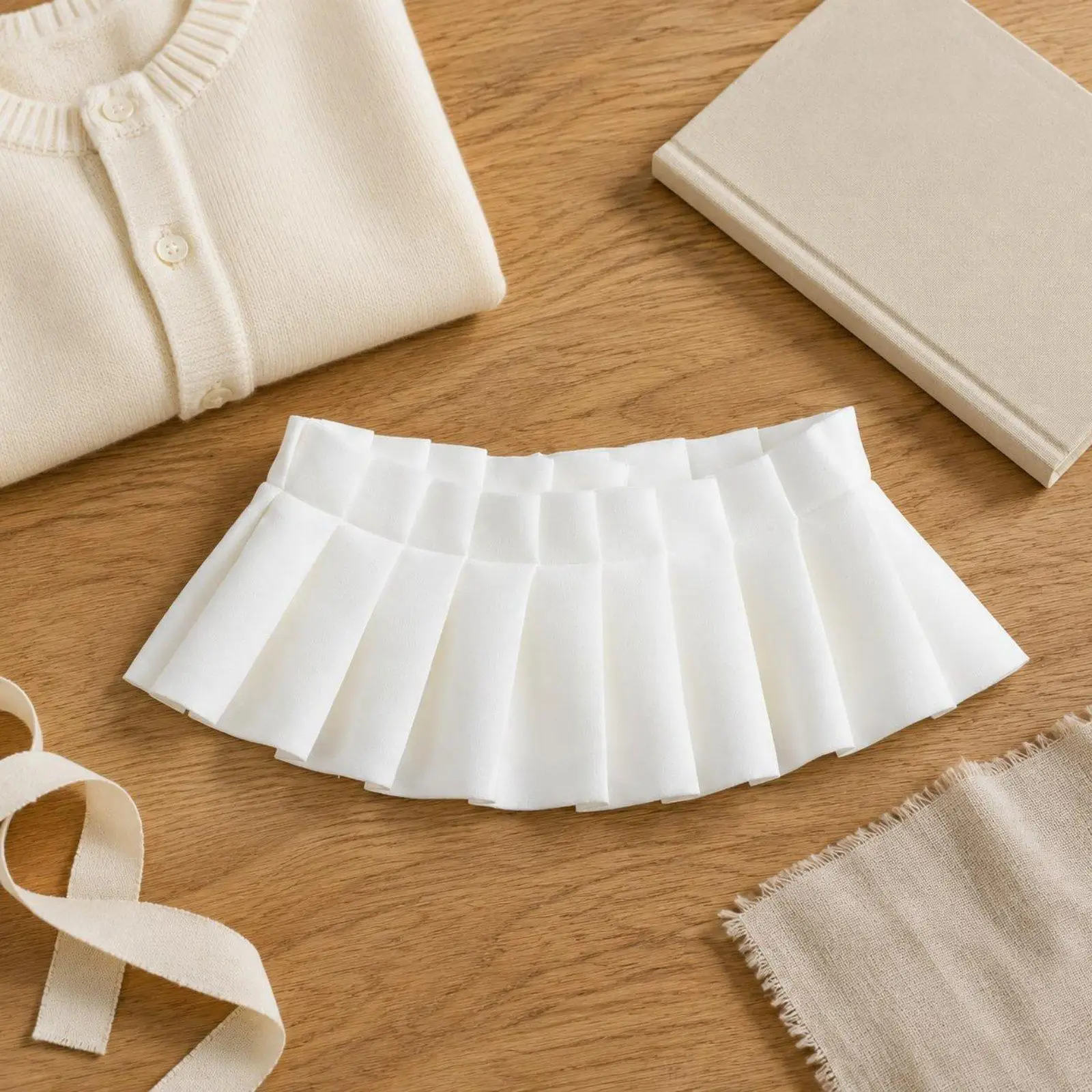 Picture 5: White Chiffon Collar Lightweight Pleated Collar Bib Detachable for Women