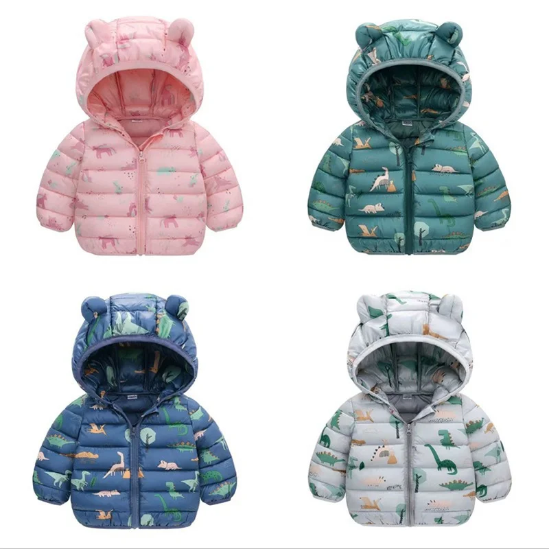 Kids Down Clothes Coats Baby Warm Hooded Down Jackets Girls Boys Cartoon Outerwear Children Fashion Overcoat Cute Top 1-5Y