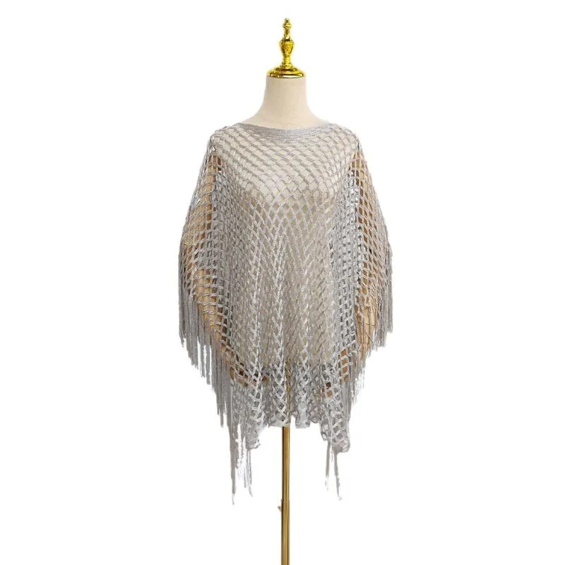 

New monochrome knitted mesh hollowed-out pullover shawl sunscreen women's seaside vacation woven swimsuit beach towel