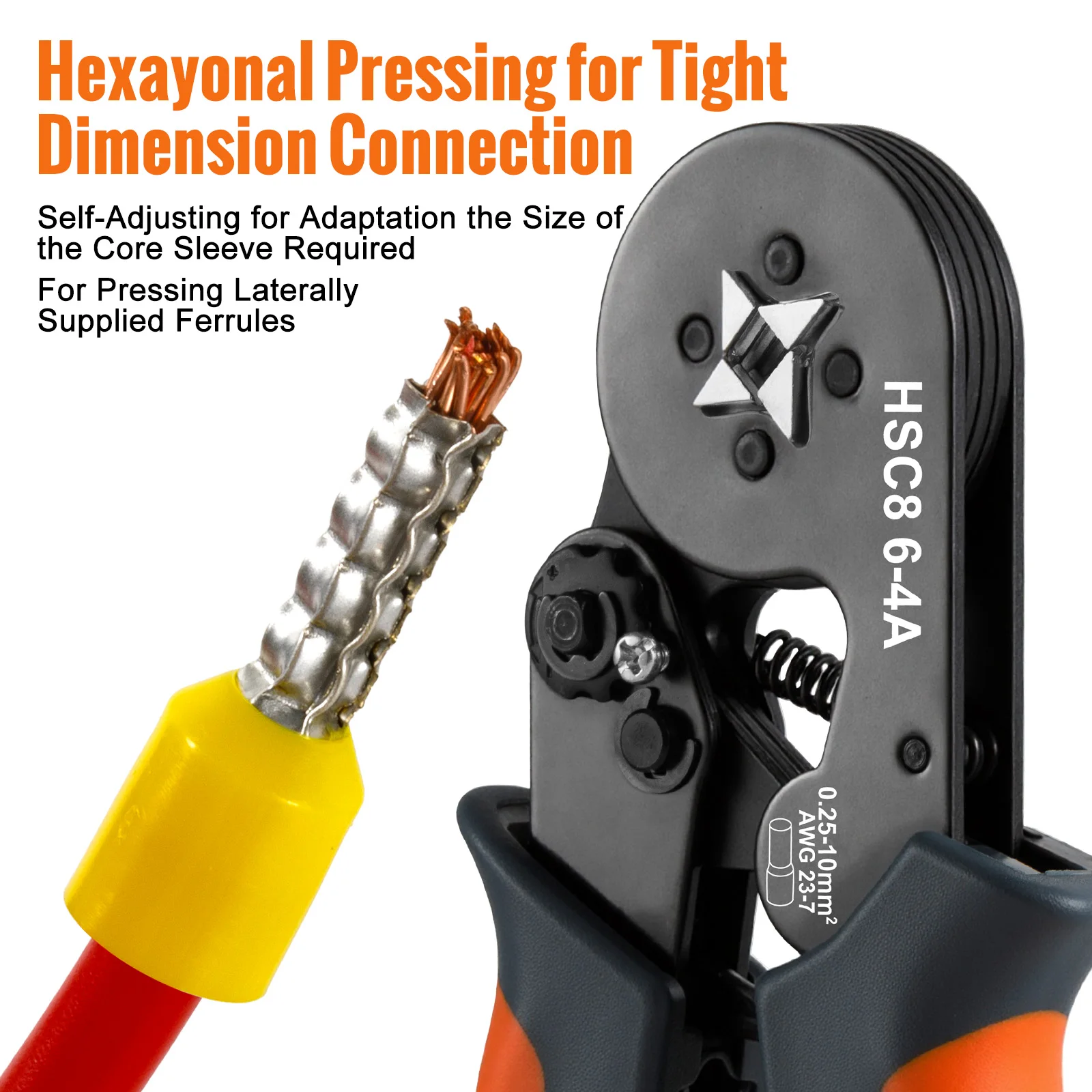 WOZOBUY Tube Terminal Crimping Tools Ferrule Crimping Pliers HSC8 6-4 0.25-10mm² 23-7AWG Square Ratcheting Electrician Clamp Set