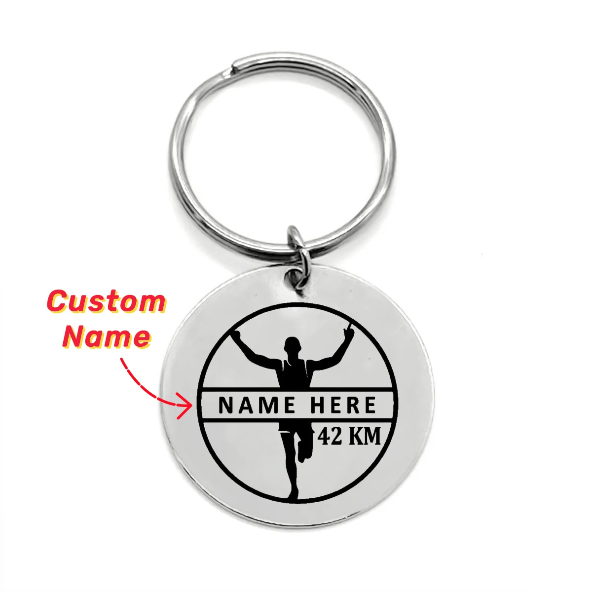 Llavero deportivo personalizado para maratón, llavero de acero inoxidable con nombre personalizado, accesorios navideños, regalos para amantes del corredor