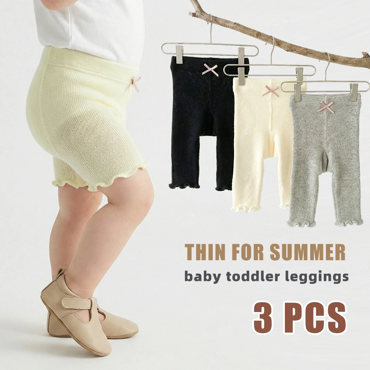 3 PCS Kids Tights Baby Shorts, Girl Leggings, Thin Style for Summer, Lightweight and Comfortable, Simple and Versatile.