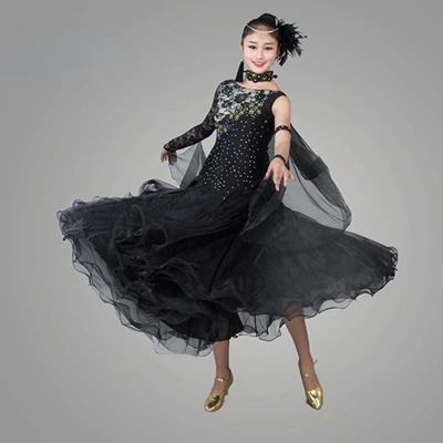 Round Neck Diamond Gradient Women Ballroom Dance Competition Dress Waltz Dress Rumba Dance Costumes Ball Gown