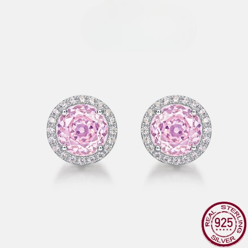 

New S925 sterling silver millennium rose cut hollow earrings with dazzling colorful jewelry, versatile wedding jewelry