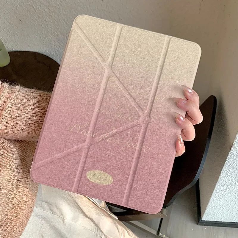 

Чехол-подставка Gradient Pink English Words для iPad Pro 11, 12.9, 13, 8.3, M5, M4, 9.7, 10.2, 5/6/7/8/9, 10/11-го поколений, Mini 6, 7, Air 5, 6