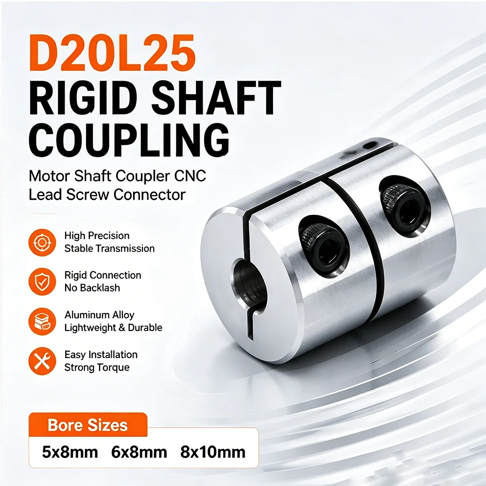 D20L25 Rigid Shaft Coupling 5x8mm 6x8mm 8x10mm Motor Shaft Coupler CNC Lead Screw Connector for 3D Printer Stepper Motor