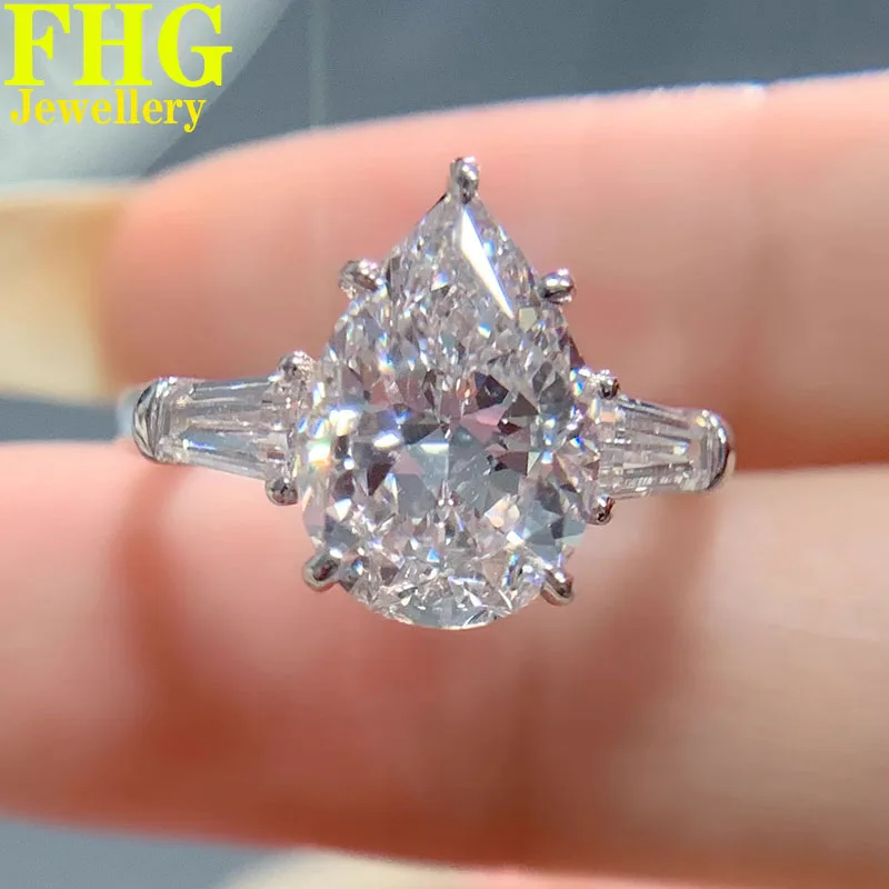 

6 7 8 9 10 Carat Au585 14K White Gold Ring Pear shape moissanite Diamonds Women Wedding Party Engagement Ring Classic Trendy