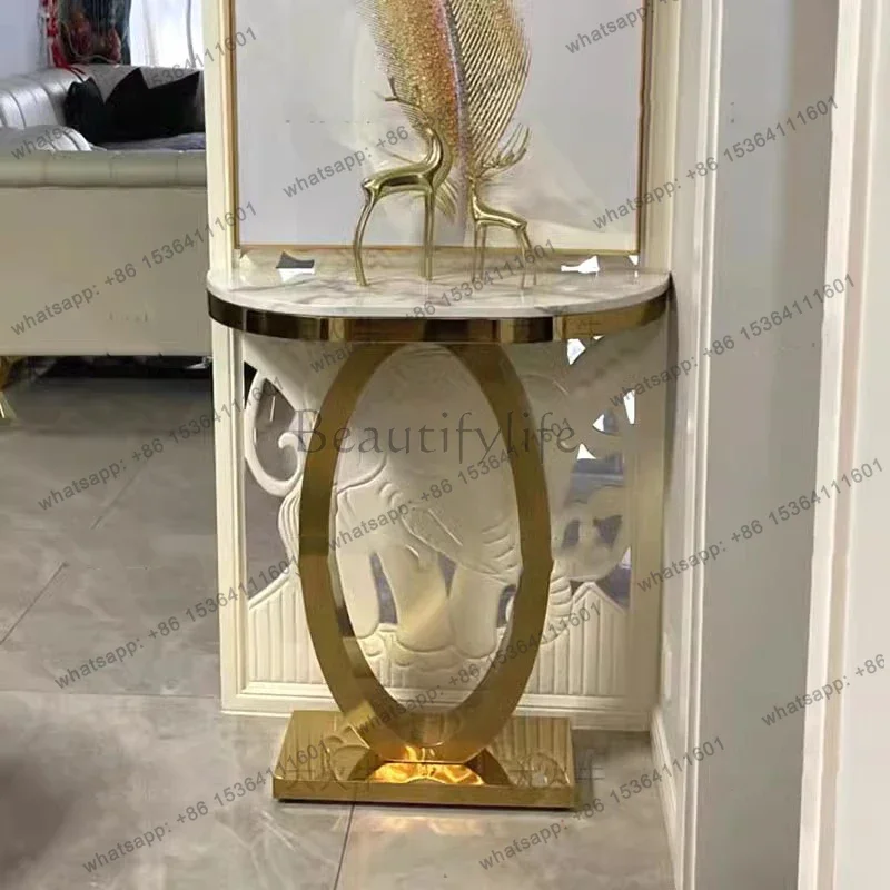 Nordic Luxury Minimalist Metal Console Design Corner Table Living Room Table Hotel Office Tisch Wohnzimer Hallway Furniture