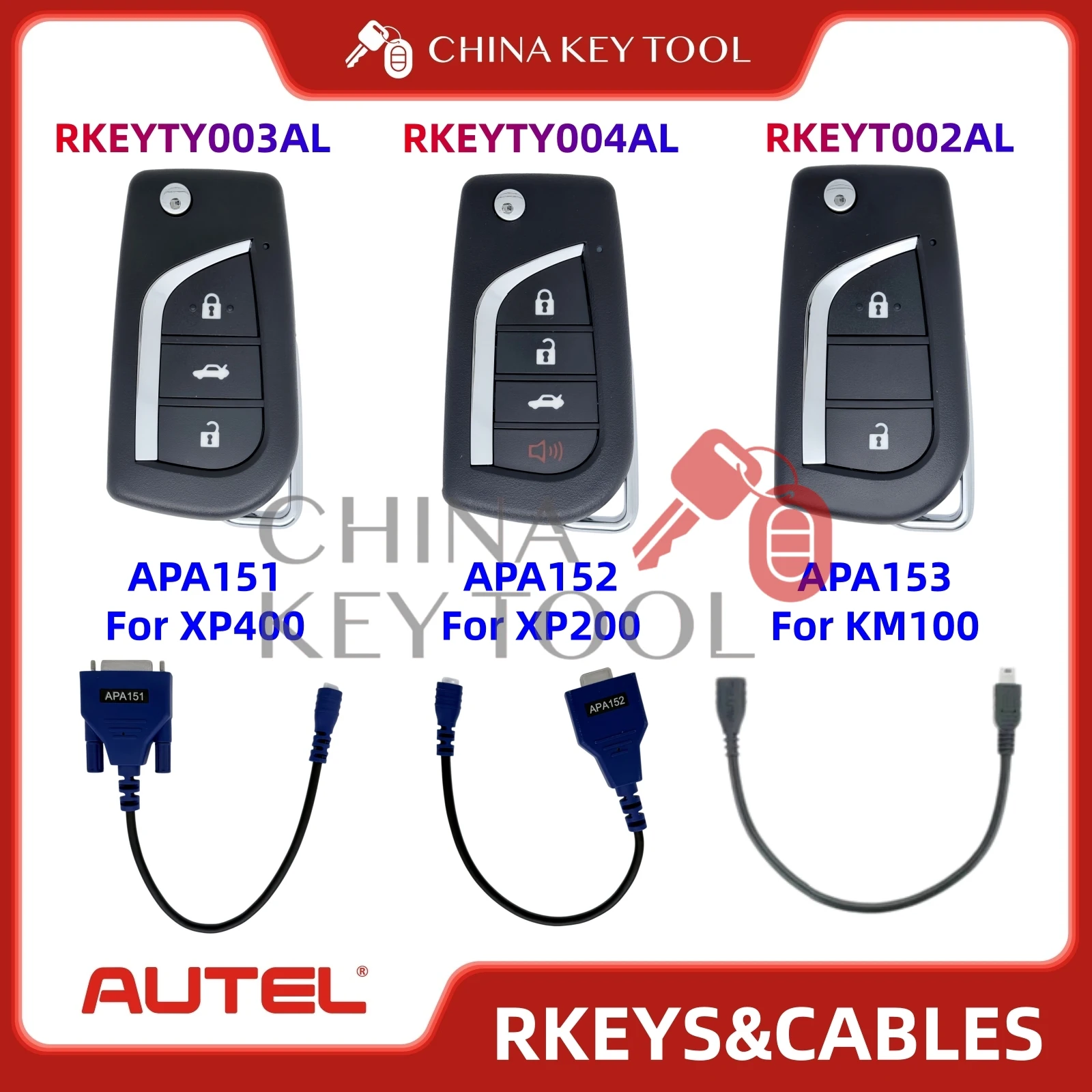Autel Cables APA151 APA152 APA153 For EKEY & RKEY Universal Wire Remote Key RKEYTY002AL RKEYTY003AL RKEYTY004AL