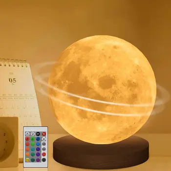 16 Cores Criativas 3D Led Lua Lâmpada Da Noite Rotativa 360 ° Lunar Night Light para Home Office Room Touch Control Desktop Lua Lâmpada