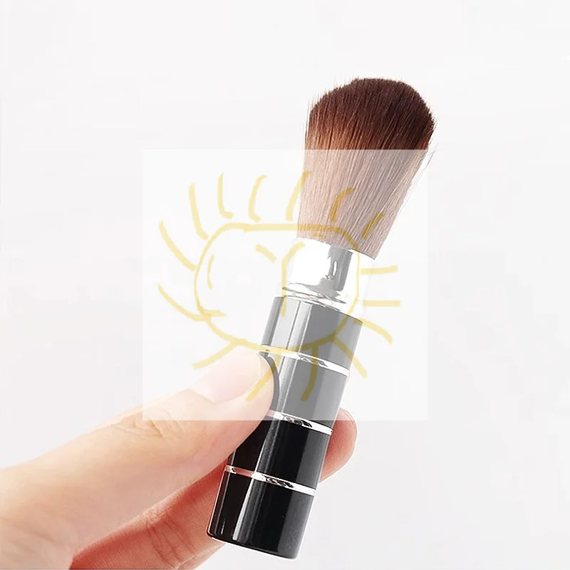 1 قطعة فرشاة قابلة للسحب فرشاة للمكياج مسحوق أحمر الخدود فرشاة لمساحيق التجميل صغيرة لينة النايلون الشعر متعددة الوظائف المحمولة مع مقبض معدني