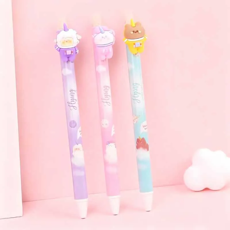 36pcs/lot Kawaii Bear Sheep Unicorn Animal Erasable Gel Pen Cute 0.5mm Blue/Black Ink Signature Pens Office School Supplies