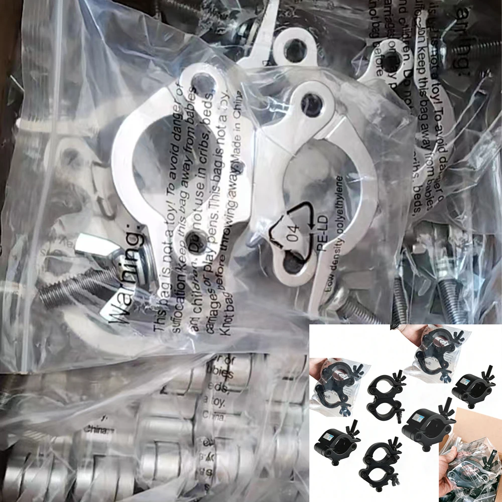 8 Pack Stage Truss Clamps (4Pcs Swivel Clamp + 4Pcs Pro Clamp), 500KG Max Load, Lighting Truss Hook Fits 48-51MM Truss Pipe