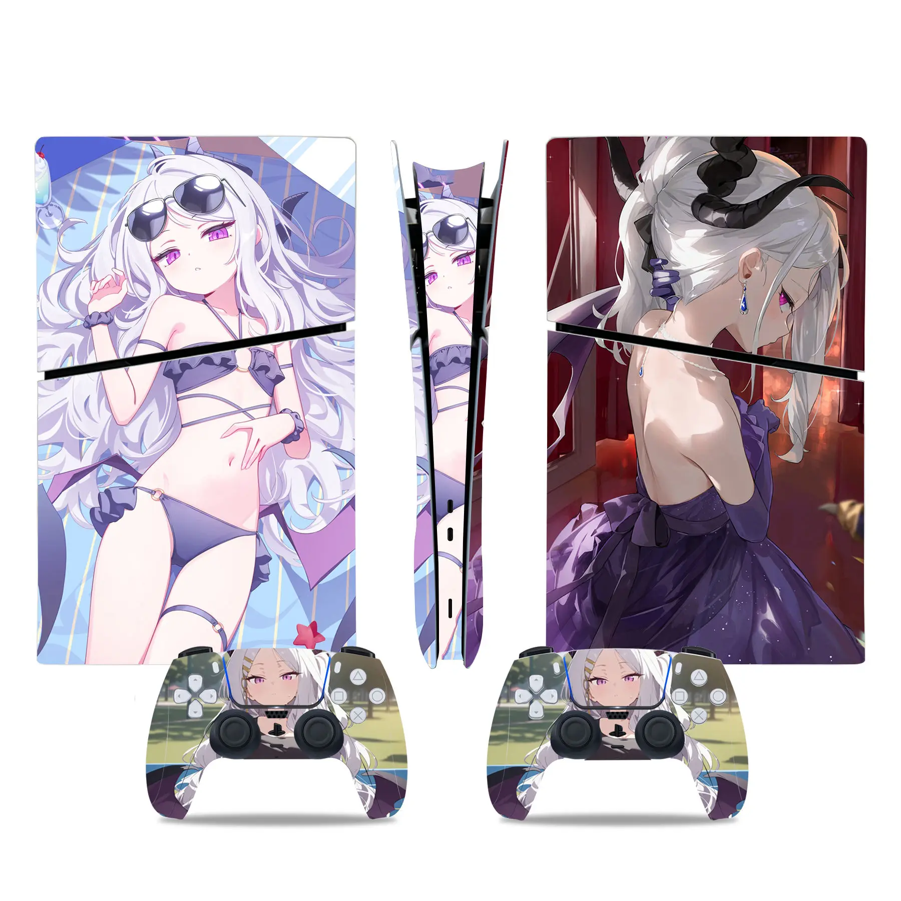 Anime Cute Girl PS5 Slim Digital Skin Sticker Protector Aufkleber Cover für Konsolen-Controller PS5 Slim Sticker Vinyl