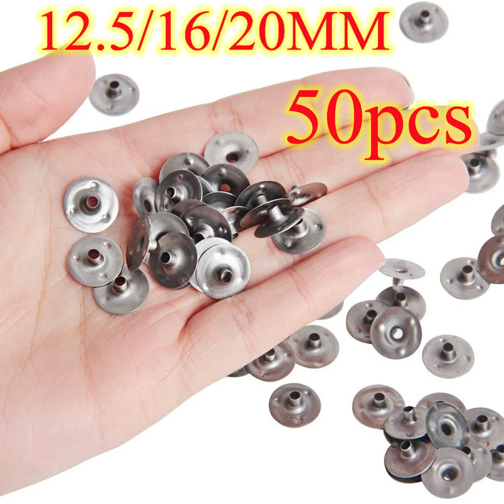 50 Pieces Metal Candle Wick Sustainers Tabs Base for Candle Making Supplie Wax Fixed Holder Silver 12.5/16/20 mm