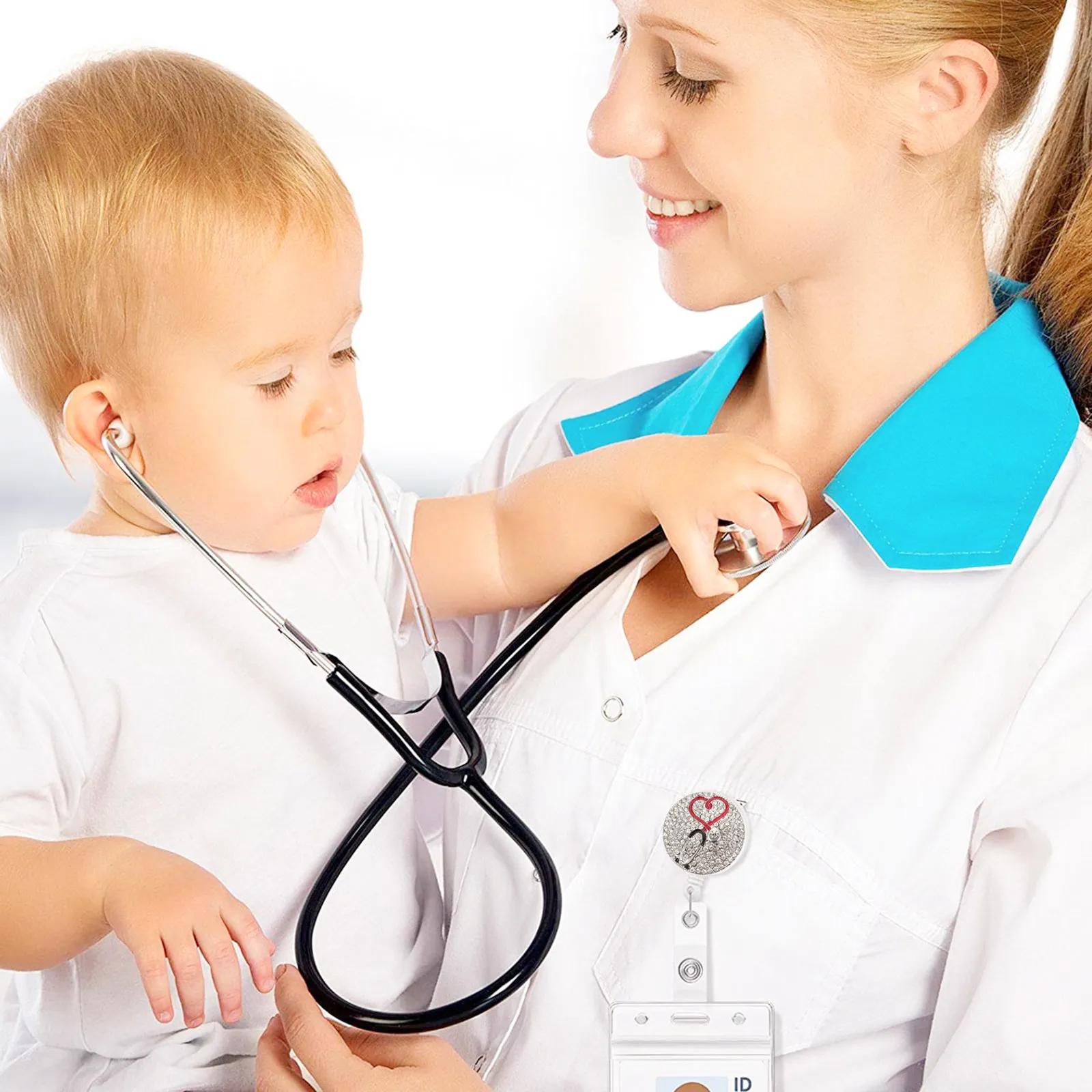 

2 шт. Декоративные выдвижные держатели для бейджей (для школьных пропусков, удостоверений личности, ключей), портативные пластиковые, для медсестер, волонтеров, рабочих на производстве