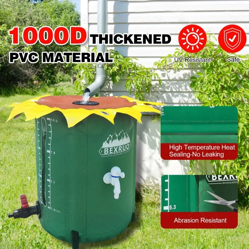 

Customizable Rain Barrel Collapsible PVC Rain Collection System with Three Spigots Water Storage Tank Water Barrel Collector