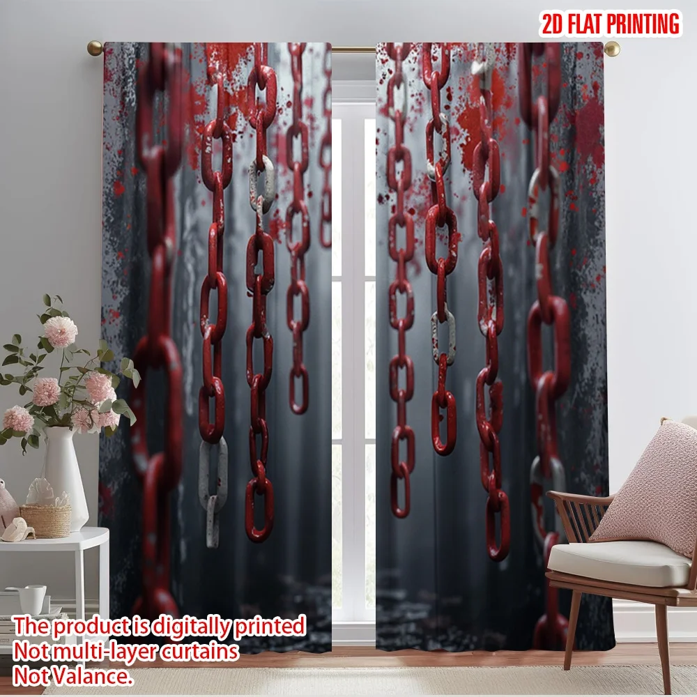 

2pcs 2D flat printing Party Curtains Christmas Winter Night Moon Field1 Polyester Without Electricity Holiday Decorations