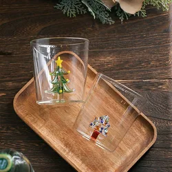 Creative Glass Christmas Cup Juice Milk Cartoon Glass Transparent Three-dimensional Shape Water Cup Colorful Glass Cups