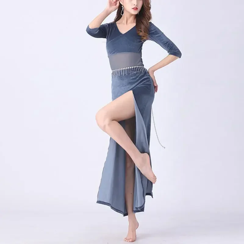 Frauen Bauchtanz Lektion tragen Set Übung Tanz kleidung Bauchtanz koreanische Tanz kostüm verschüttete Kleid Outfit Kleidung Anzüge