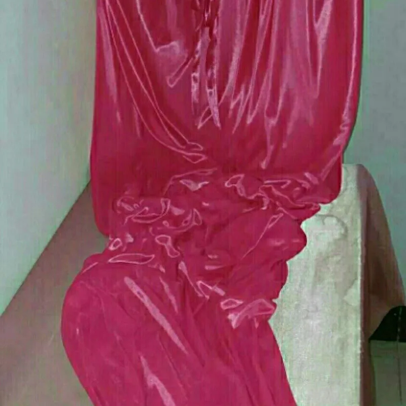 Плюс размер глянцевое атласное свободное платье макси ледяной шелк без рукавов пара шелковистый на ощупь эластичный мягкий сексуальный длинный спальный мешок abdl waddle ﻿