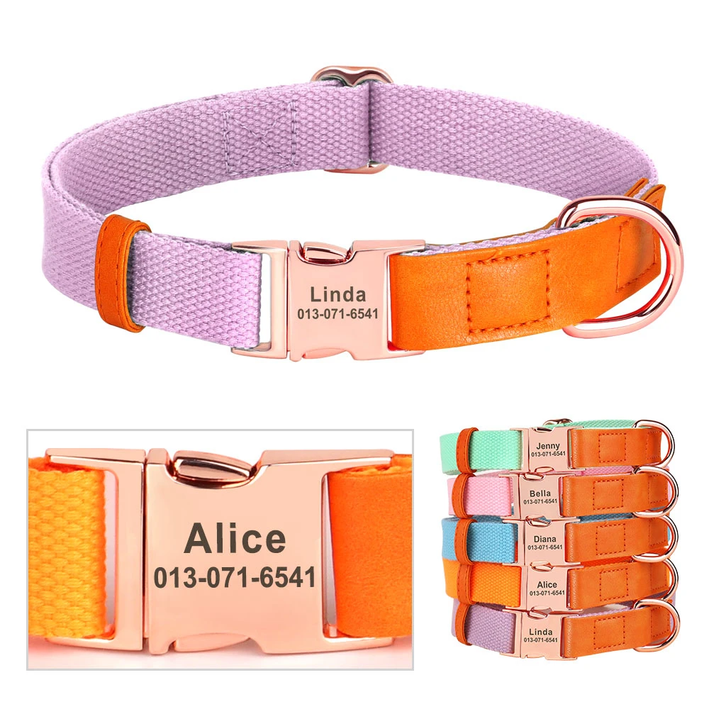 11 Colors Customized Pet Collar Adjustable Nylon Dog Collar Free Engraved Tag ID Name Collars For Small Medium Large Dogs